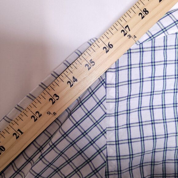 Southern Tide Linen Shirt Mens Large Check White, Green Casual Preppy - Picture 10 of 13